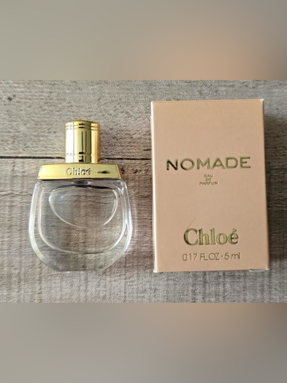 Chloé Nomade Mini Perfume — Clear Bottle with Gold Accents